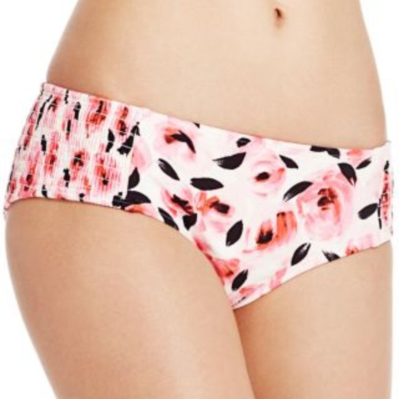 KATE SPADE New Bay Of Roses Smocked-side Swim Bottom NWT Cream Women's M πHPπ - Picture 2 of 7